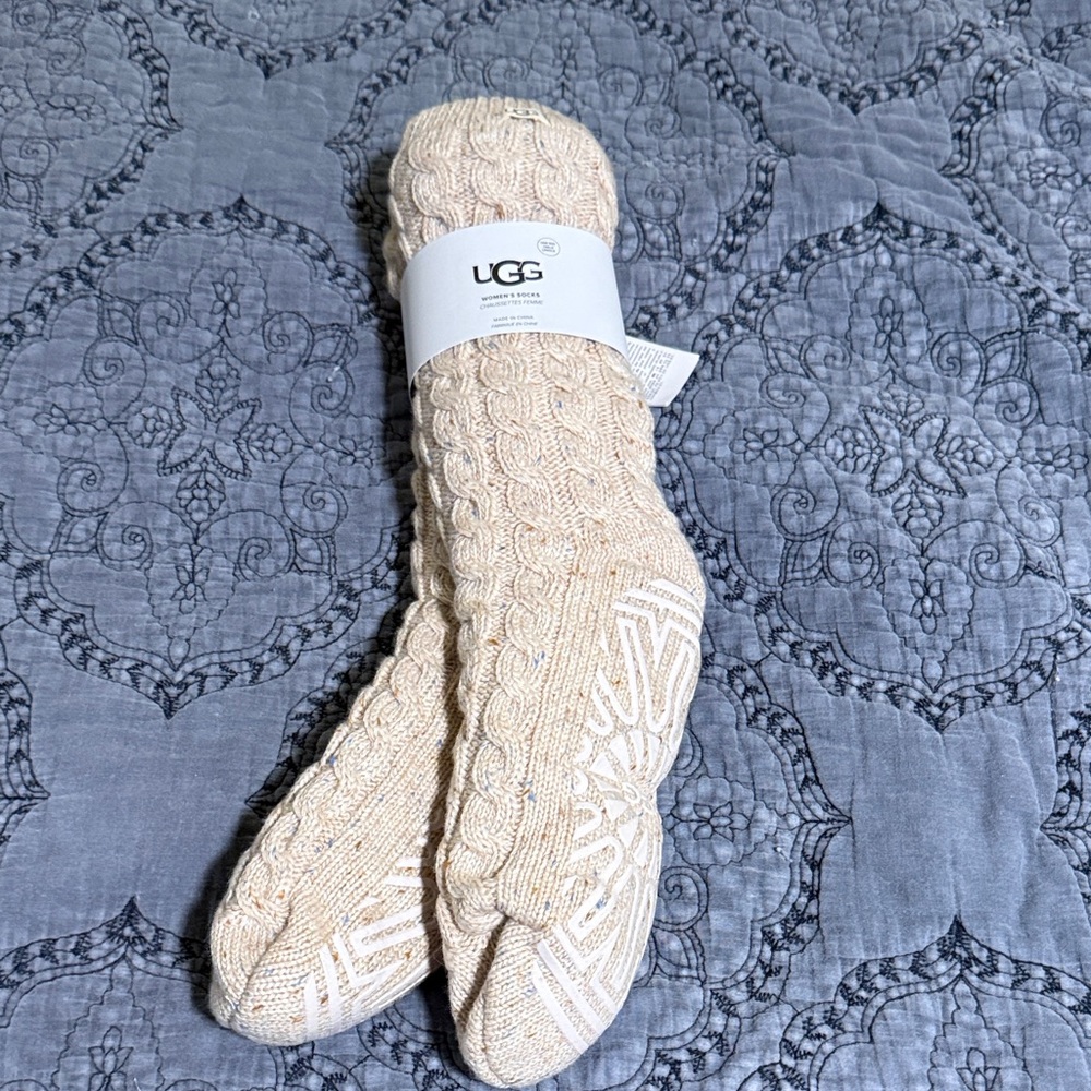 UGG Beige Cable Knit Socks